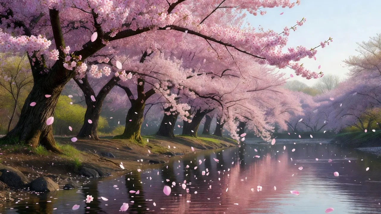 川沿いに咲く桜並木