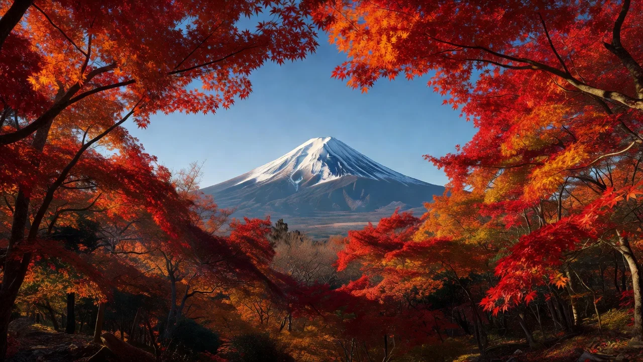 紅葉と富士山