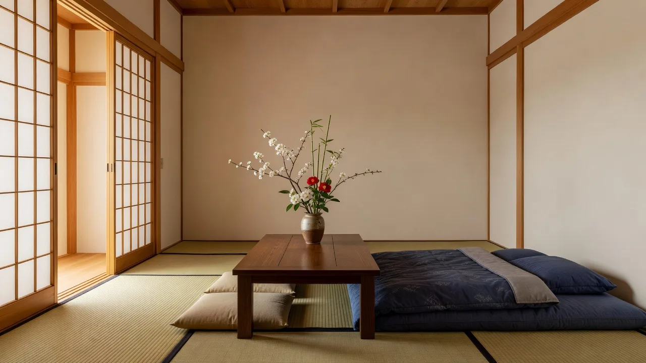 畳敷きの旅館の客室